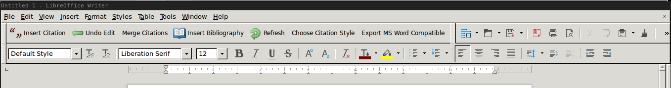 安装Mendeley插件后，Libre Office Writer的工具栏
