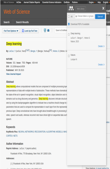 在Web of Science上使用Mendeley提供的浏览器插件Web Importer，2